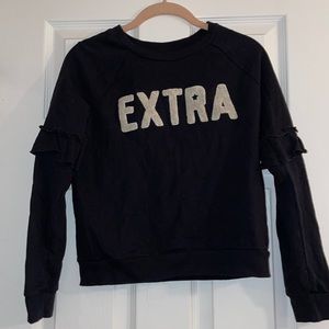Sweatshirt with glitter writing